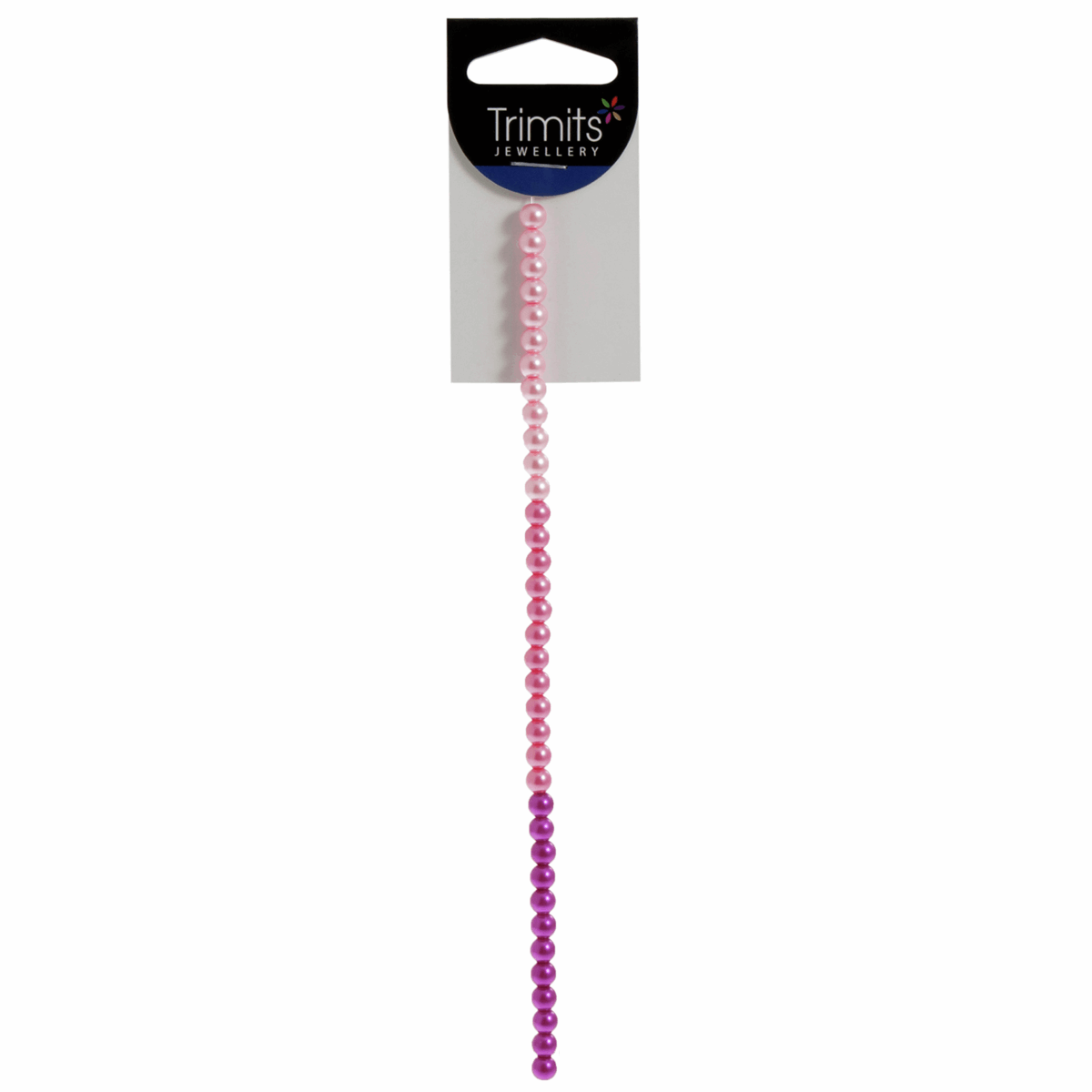 Trimits Pink Mix Strung Glass Pearls - 20cm x 6mm