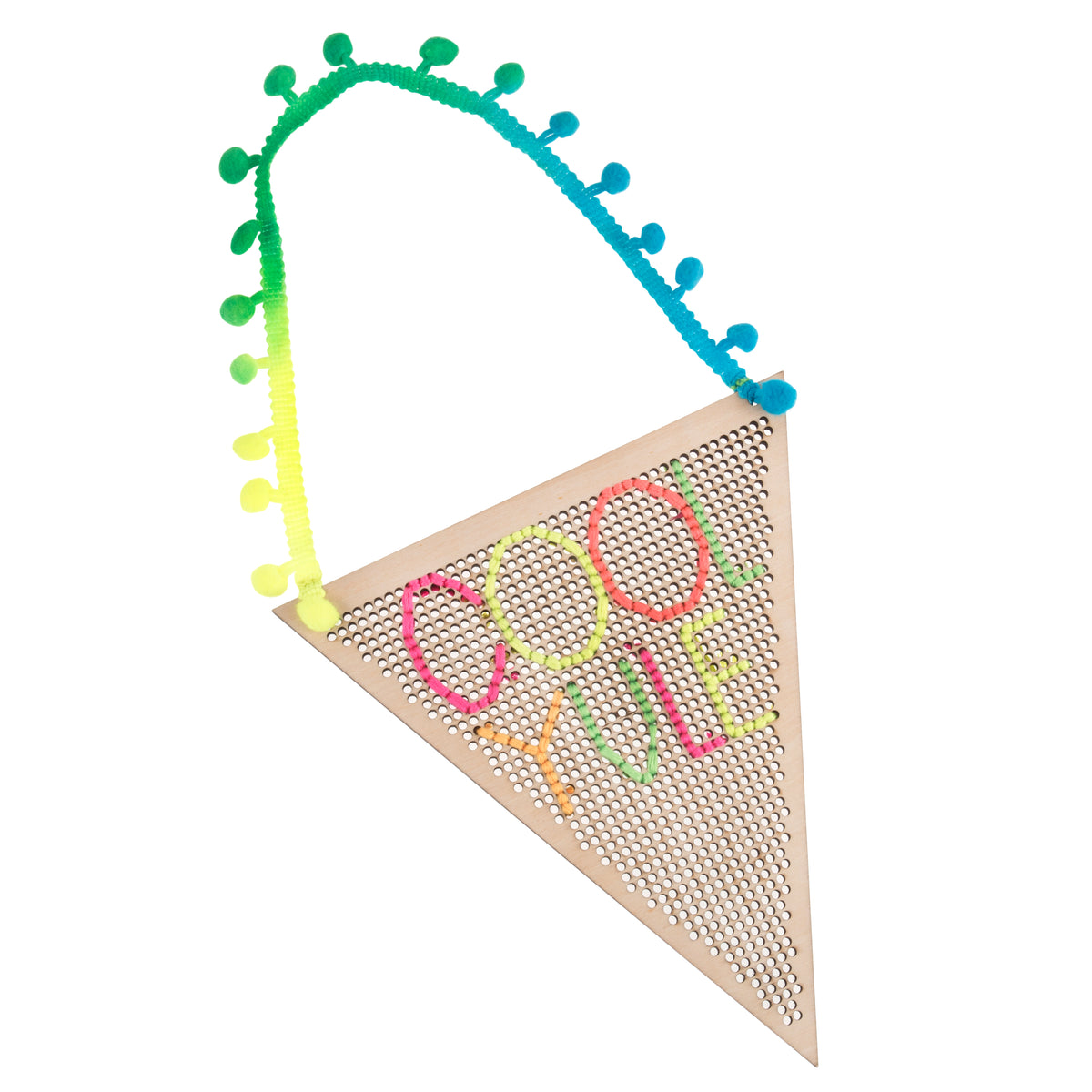 Wooden flag-shaped banner for cross stitching