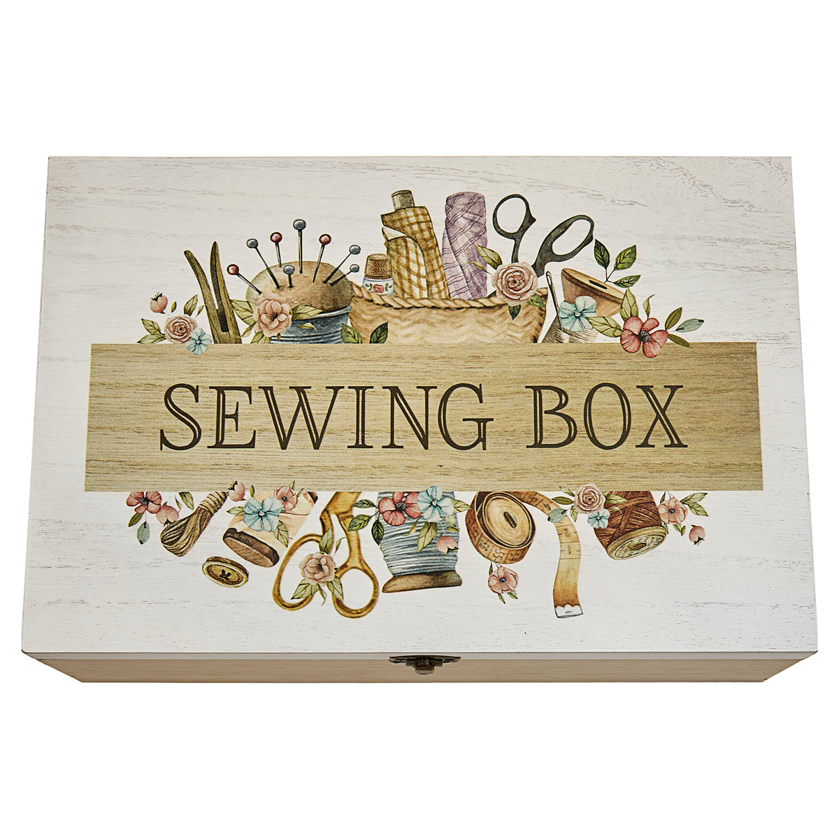 Large wooden sewing box