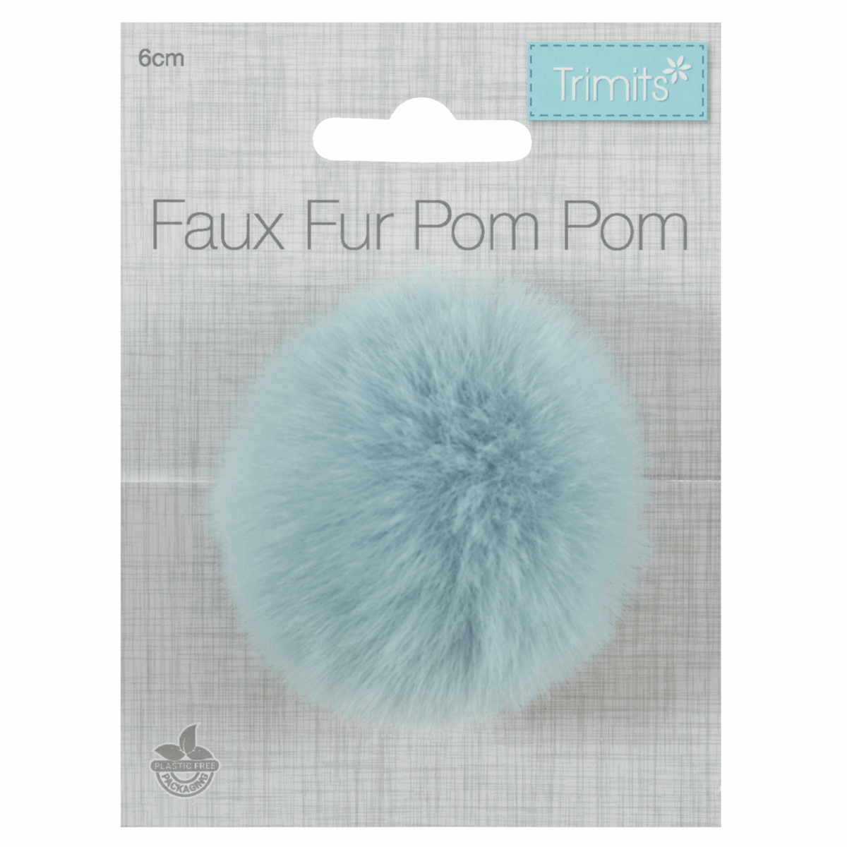 Trimits Faux Fur Super Fluffy Pom Pom - Light Blue 6cm (Medium)