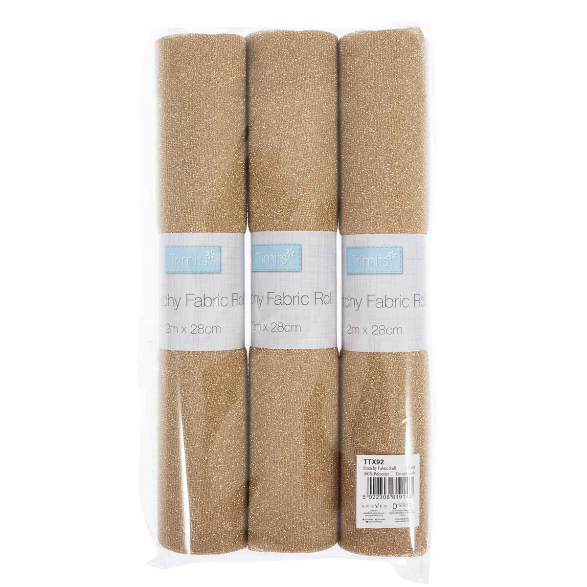 Gold stretch glitter fabric roll