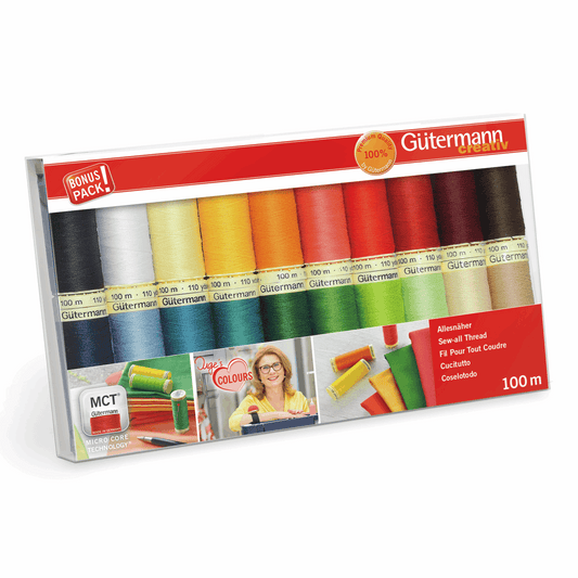 Gutermann Sew-All Thread Set - 100m Pack of 20 Assorted