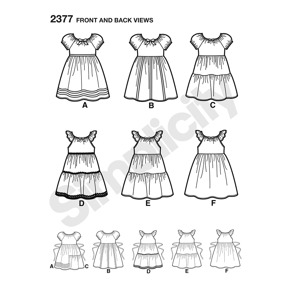 Simplicity S2377 sewing pattern envelope showing child's easy to sew dress