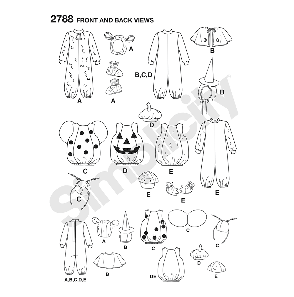 Simplicity S2788 sewing pattern envelope showing toddlers' costumes