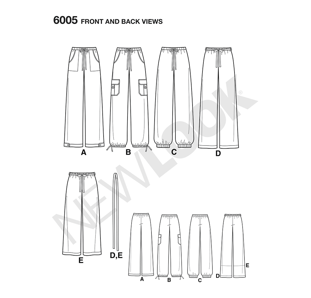 New Look N6005 sewing pattern envelope showing misses' pull-on trousers