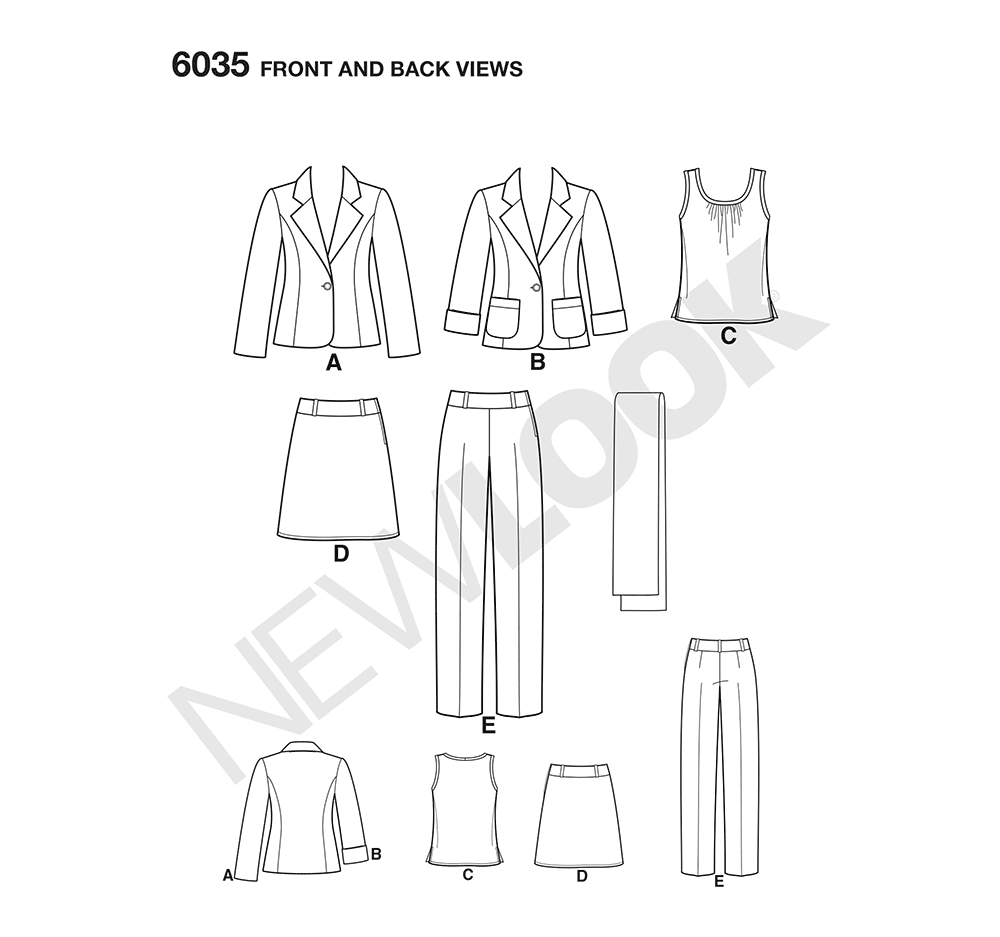 New Look N6035 sewing pattern envelope showing misses' casual wear