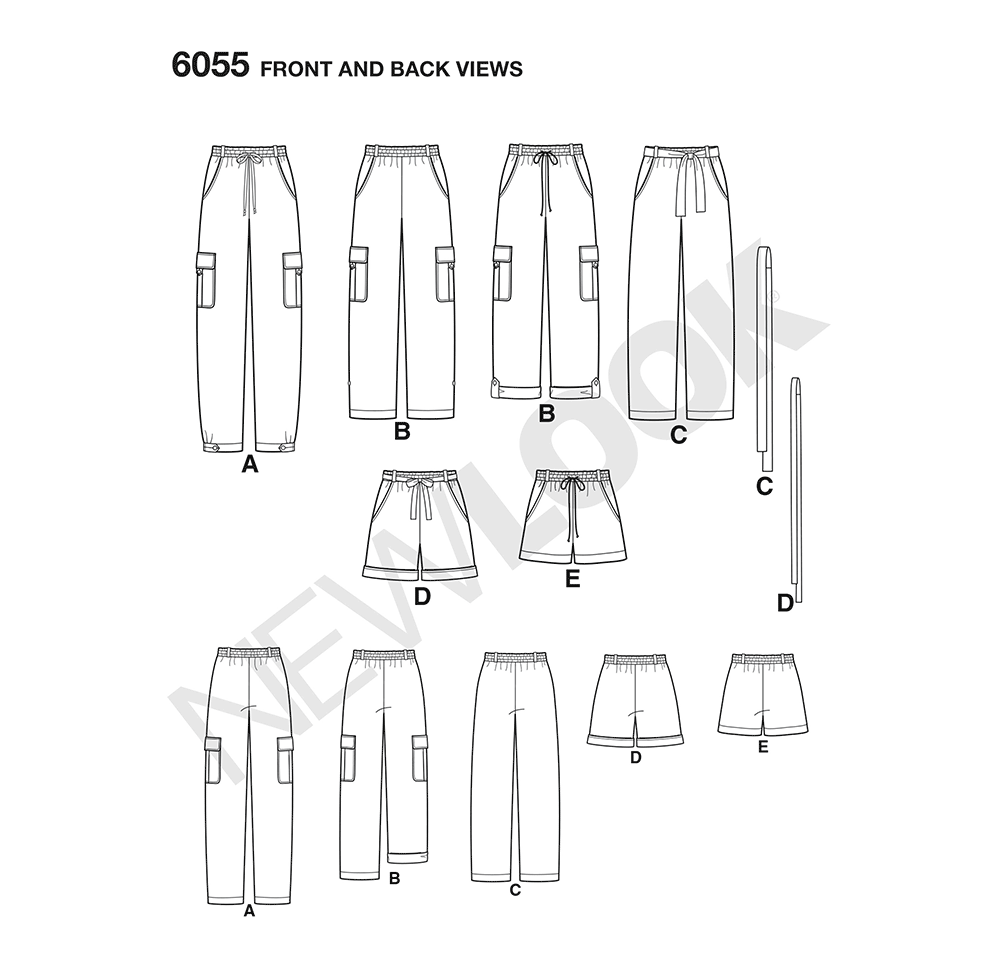 New Look N6055 sewing pattern envelope showing misses' trousers and shorts