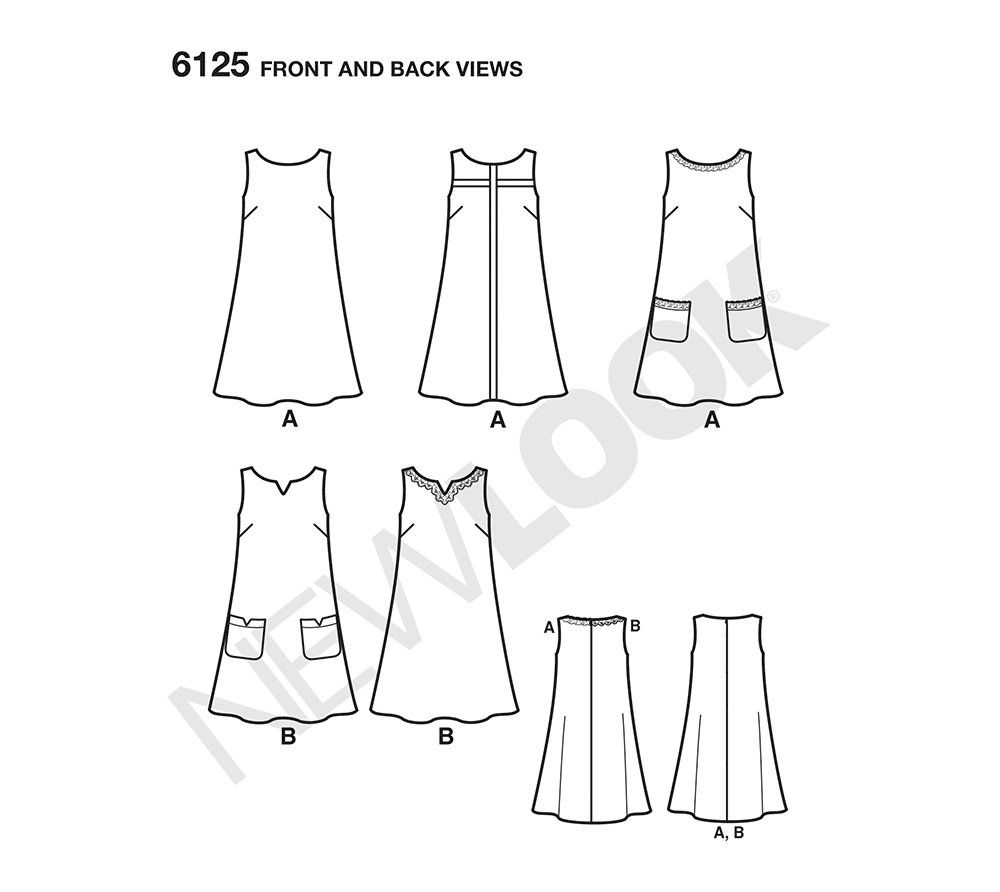 New Look N6125 sewing pattern envelope showing misses' a-line shift dress