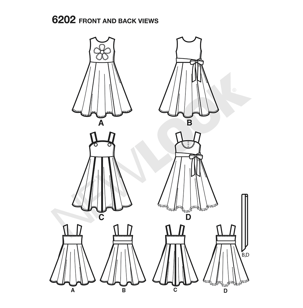 New Look N6202 sewing pattern envelope showing girls' dress