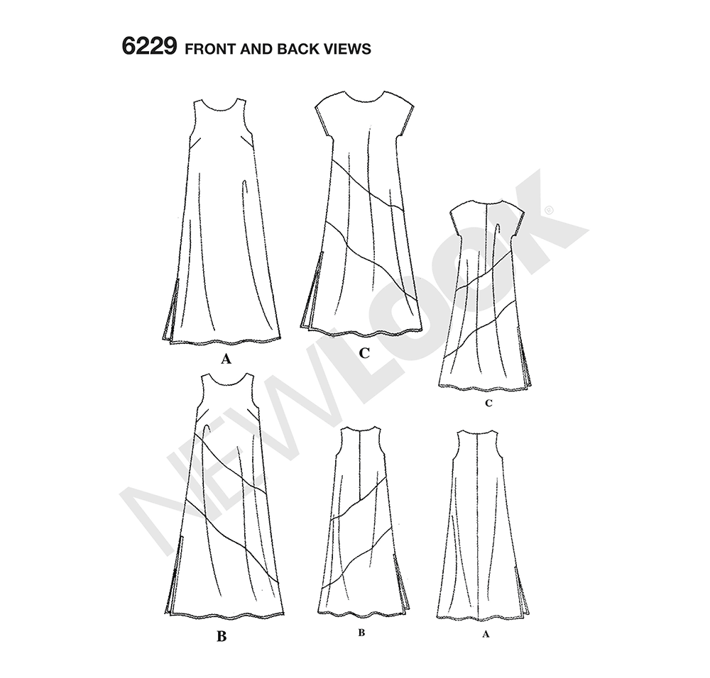 New Look N6229 sewing pattern envelope showing dresses