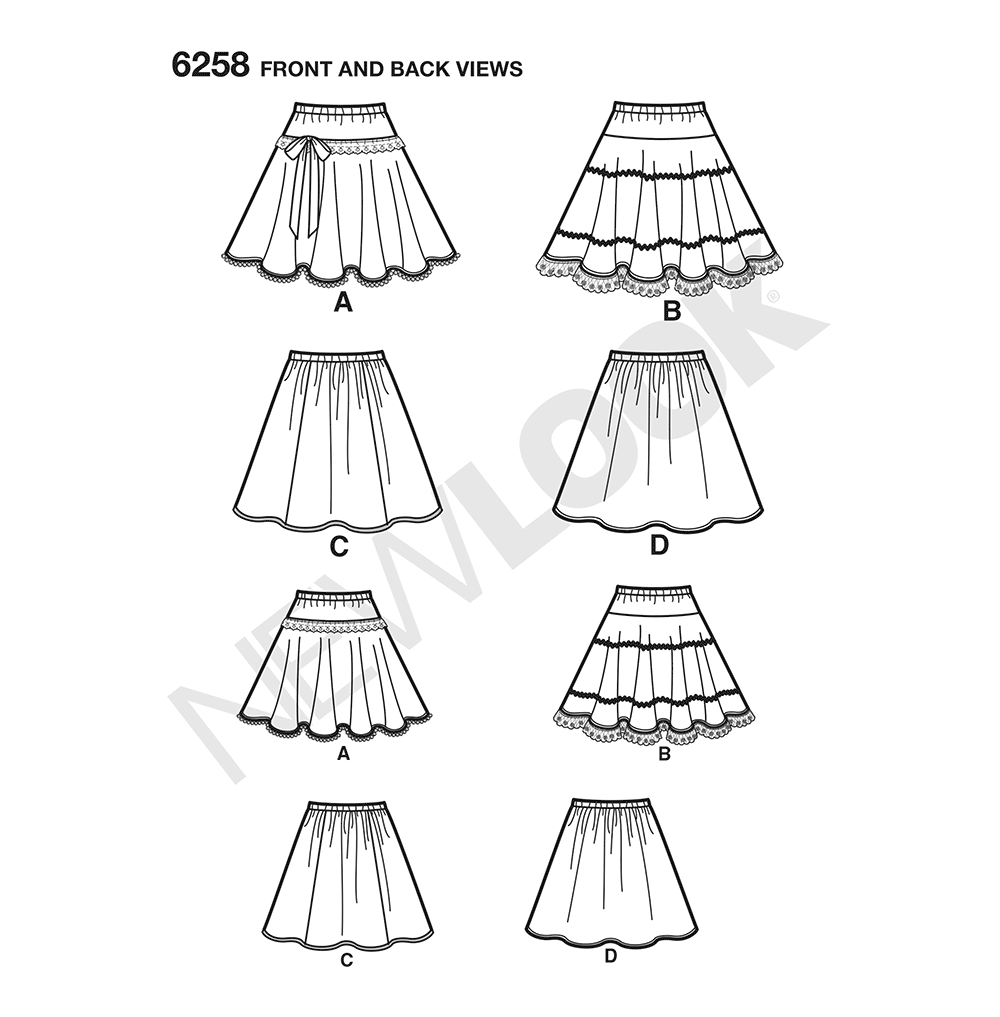 New Look N6258 sewing pattern envelope showing circle skirts