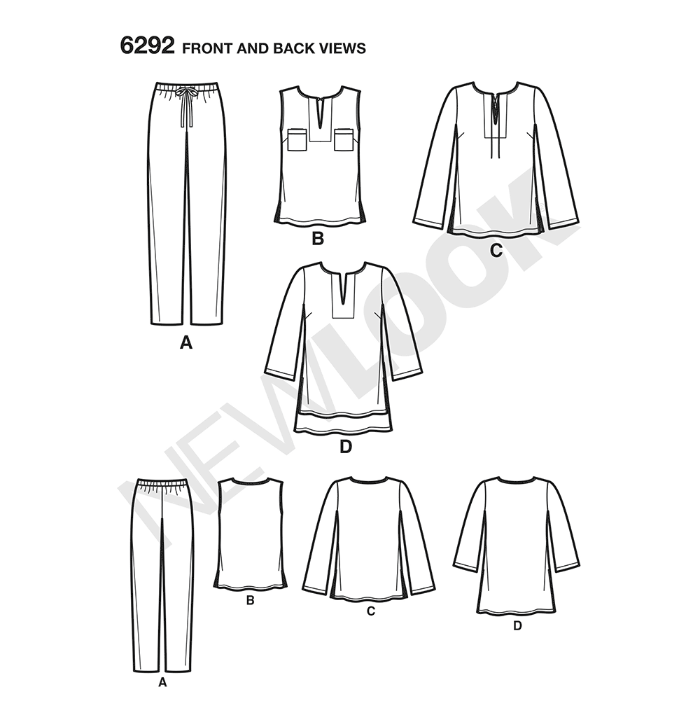 New Look N6292 sewing pattern envelope showing easy casual wear