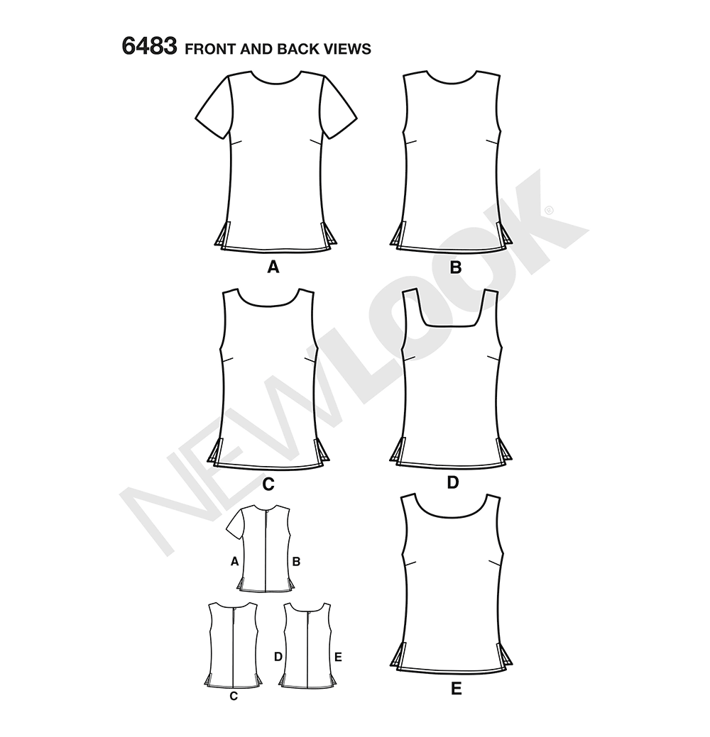 New Look N6483 sewing pattern envelope showing tops