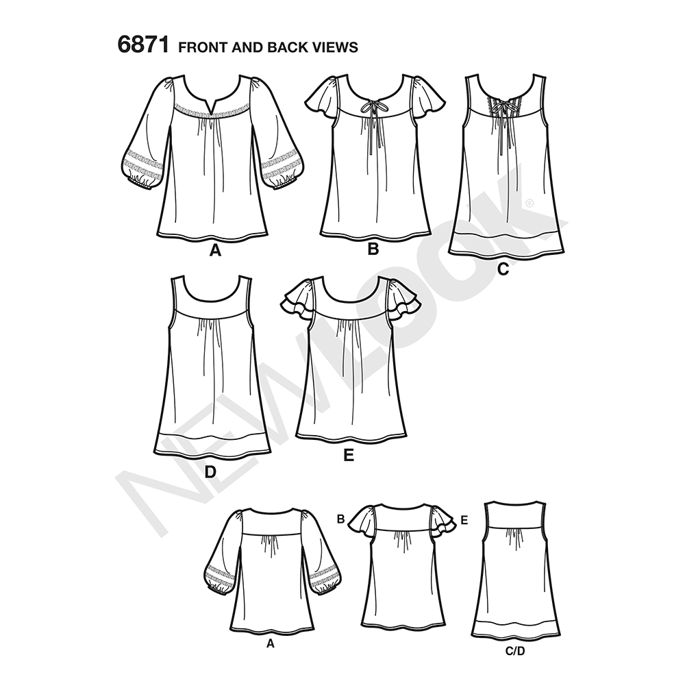 New Look N6871 sewing pattern envelope showing a pullover top or tunic