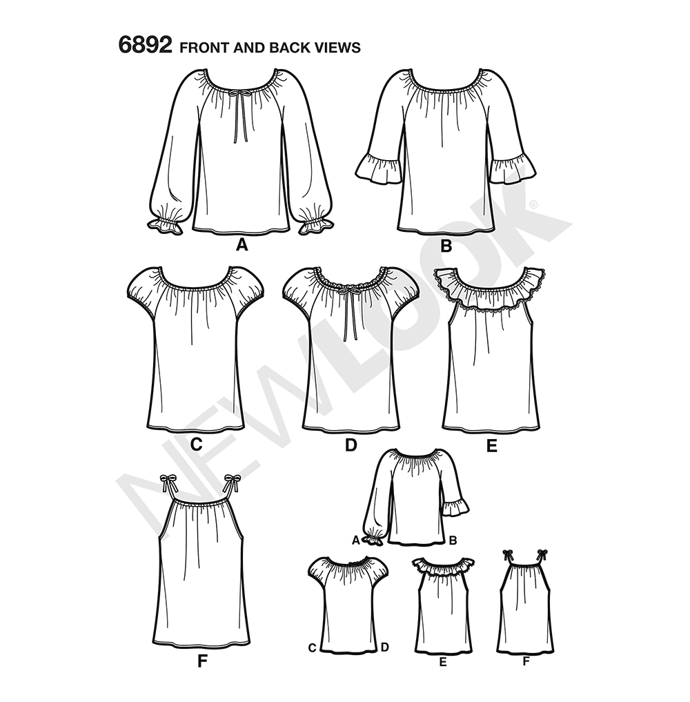 New Look N6892 sewing pattern envelope showing easy 2-hour tops