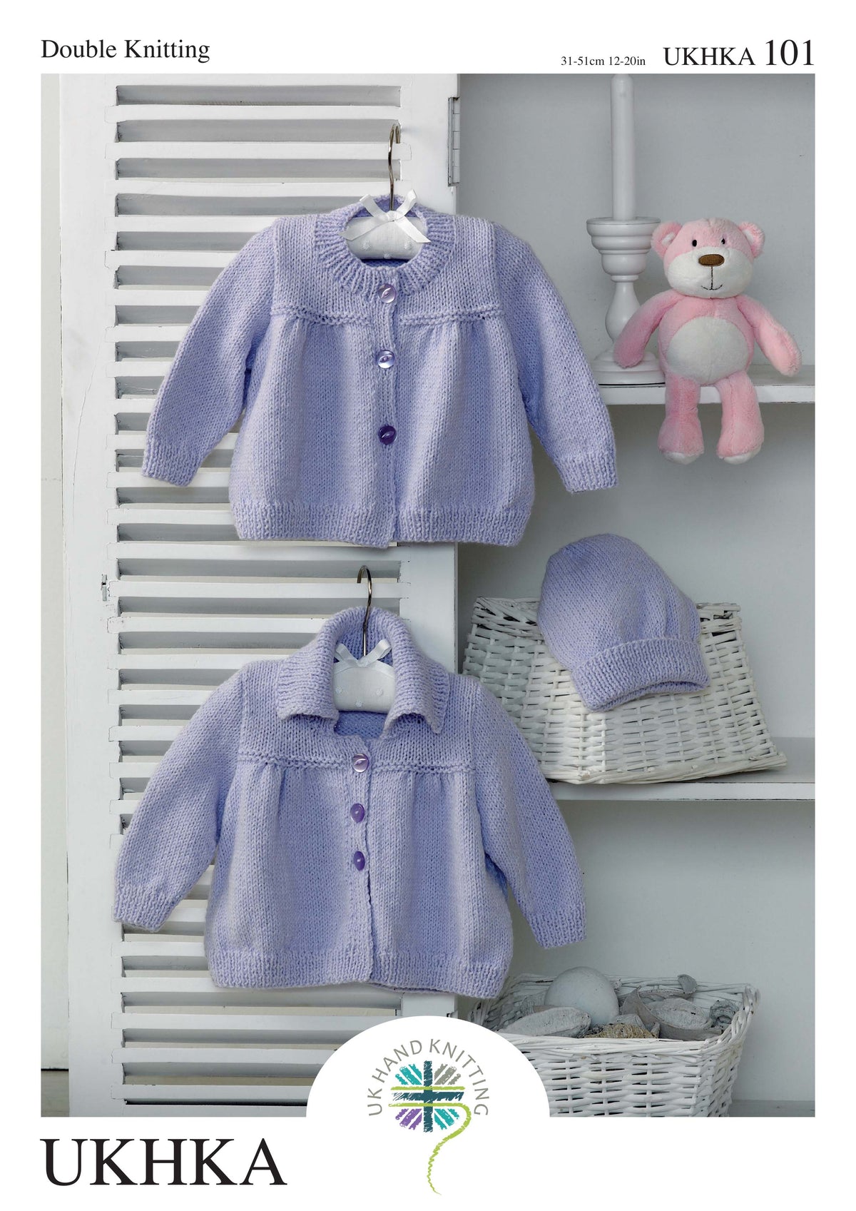 UK Hand Knitting Association DK Knitting Pattern - Jackets and Hat - Pattern 101