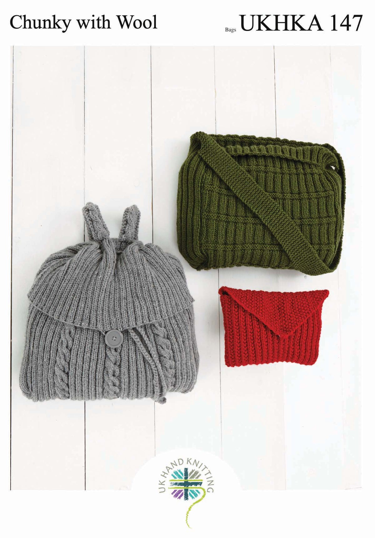 Chunky bags knitting pattern cover