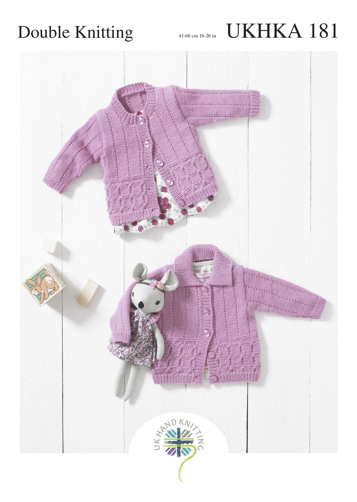 UK Hand Knitting Association Cardigans Knitting Pattern - DK - Pattern 181 - Round or flat collared