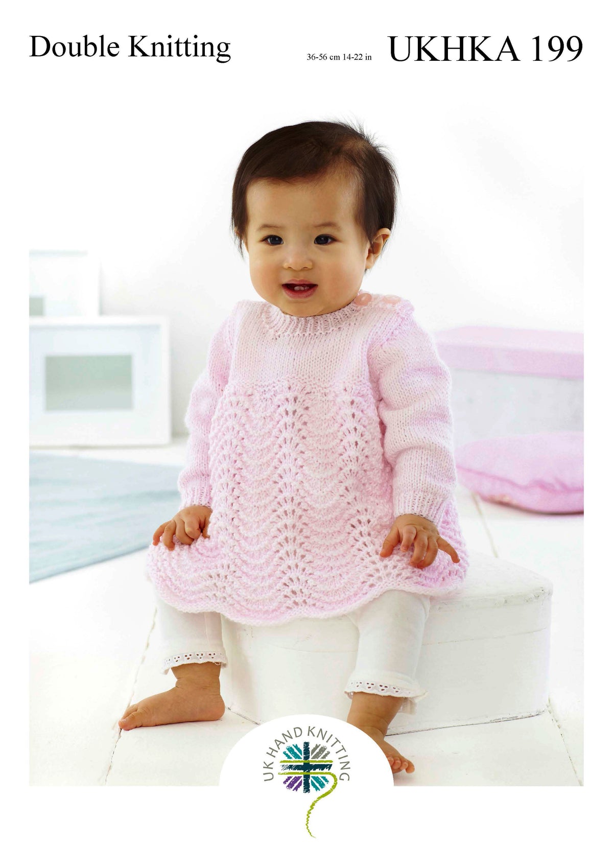 Cover of a UK Hand Knitting Association knitting pattern showing a dress and jacket