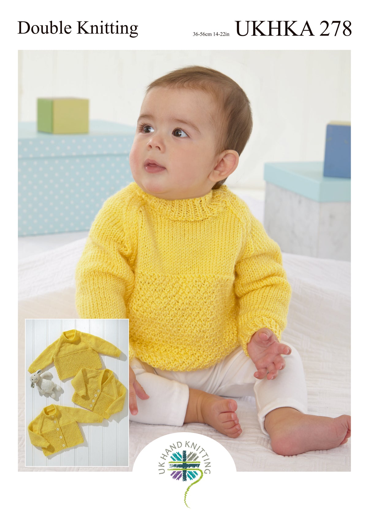 UK Hand Knitting Association pattern 278 cover showing cardigans and jumper