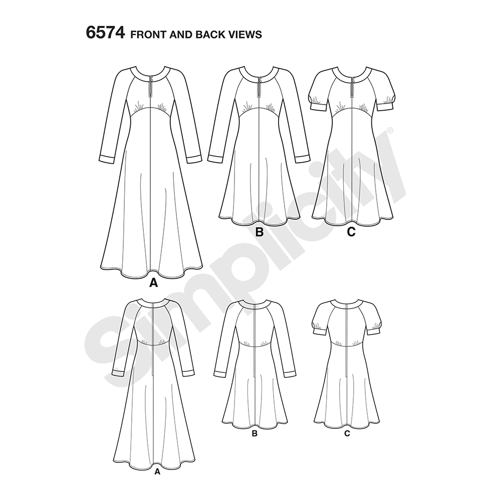 New Look N6574 sewing pattern envelope showing misses' dresses with sleeve options