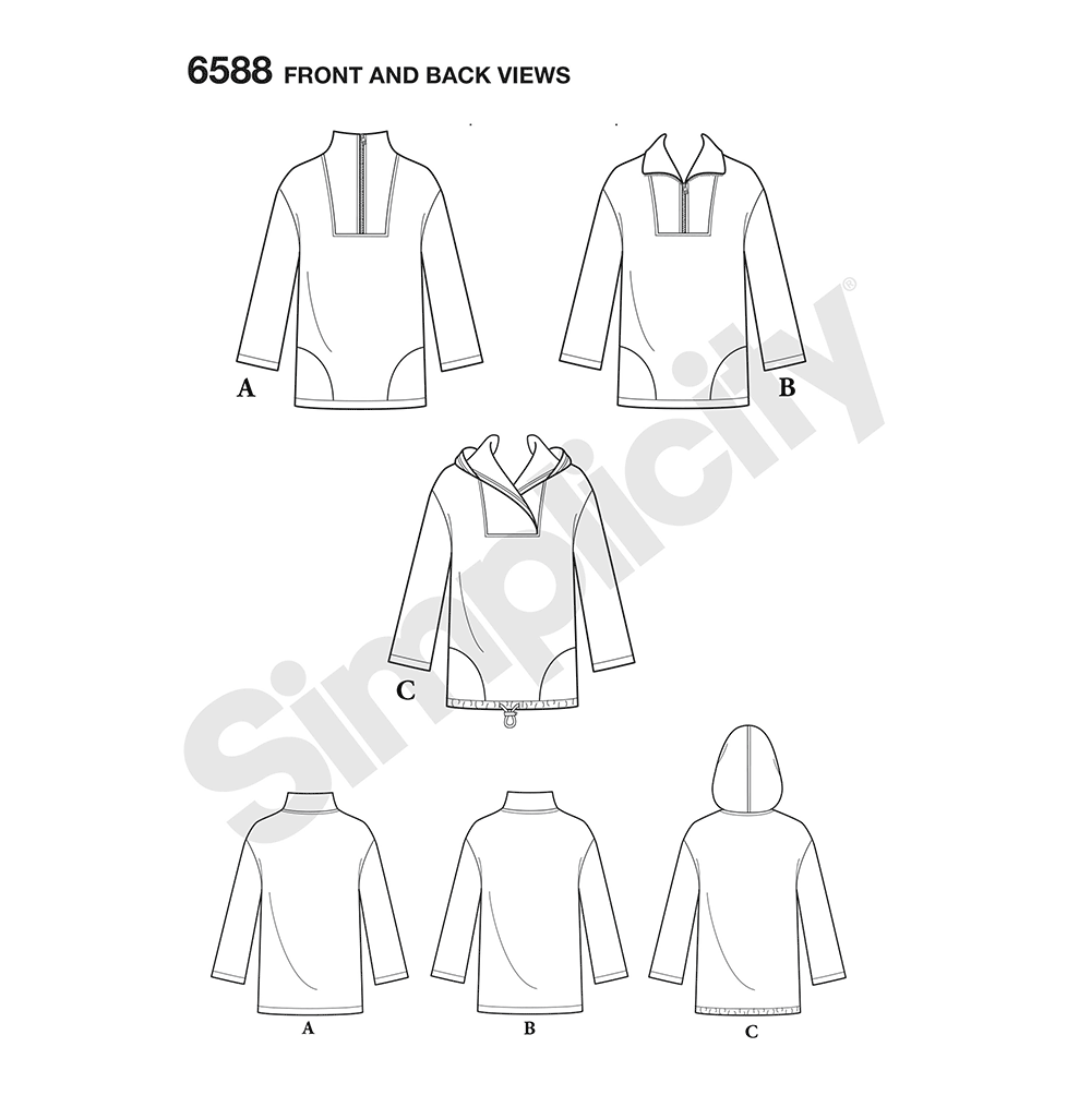 New Look N6588 sewing pattern envelope showing unisex sweater tops