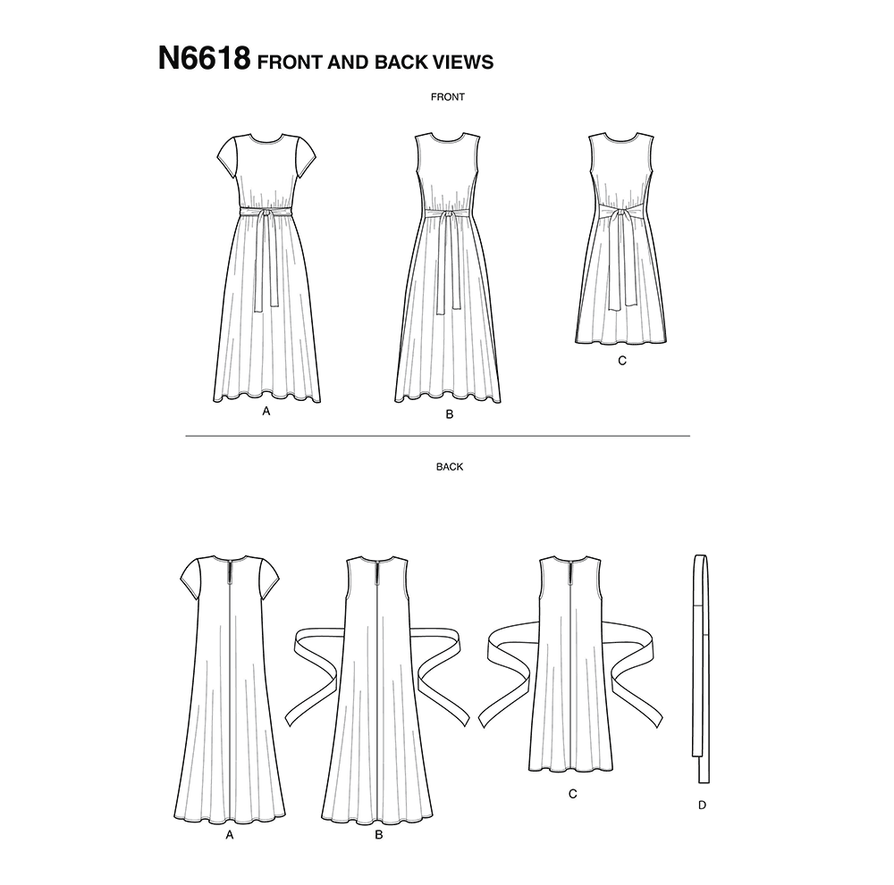 New Look N6618 sewing pattern envelope showing dress in two lengths designs