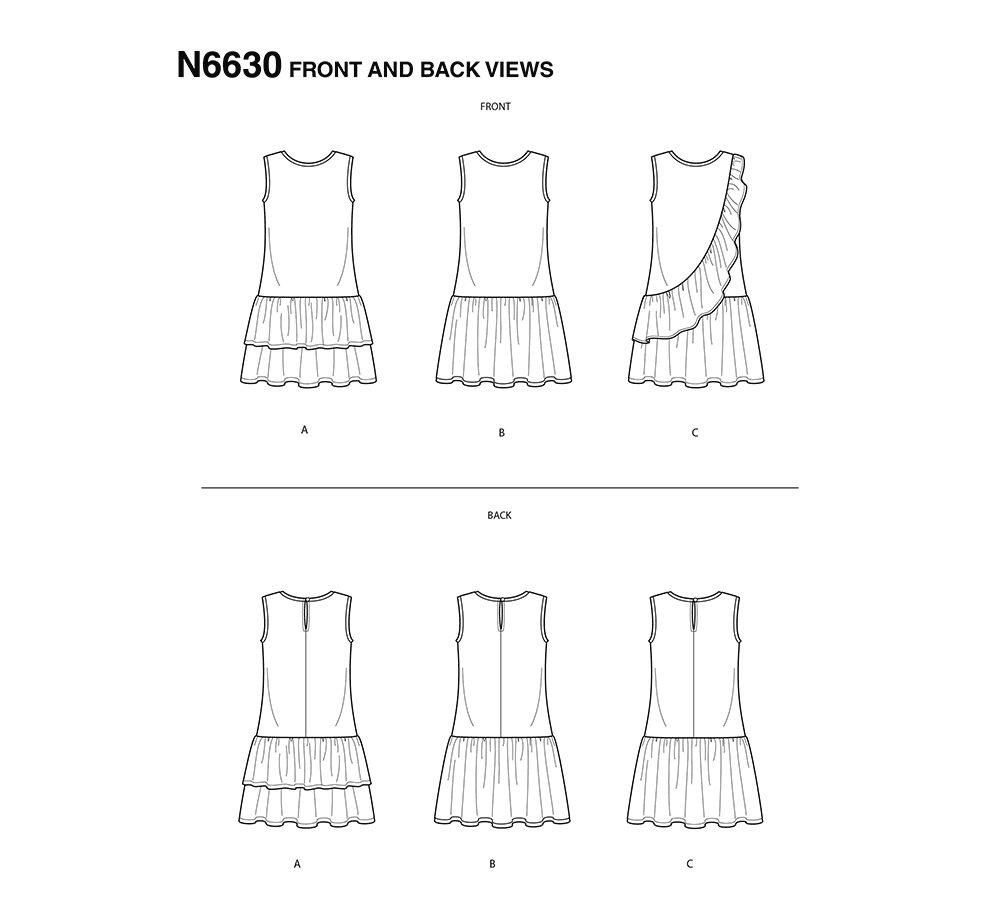 New Look N6630 sewing pattern envelope showing dresses designs