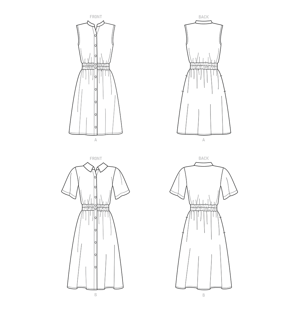New Look N6651 sewing pattern envelope showing button-front dress designs