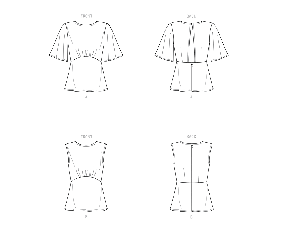 New Look N6656 sewing pattern envelope showing top with flared sleeves designs