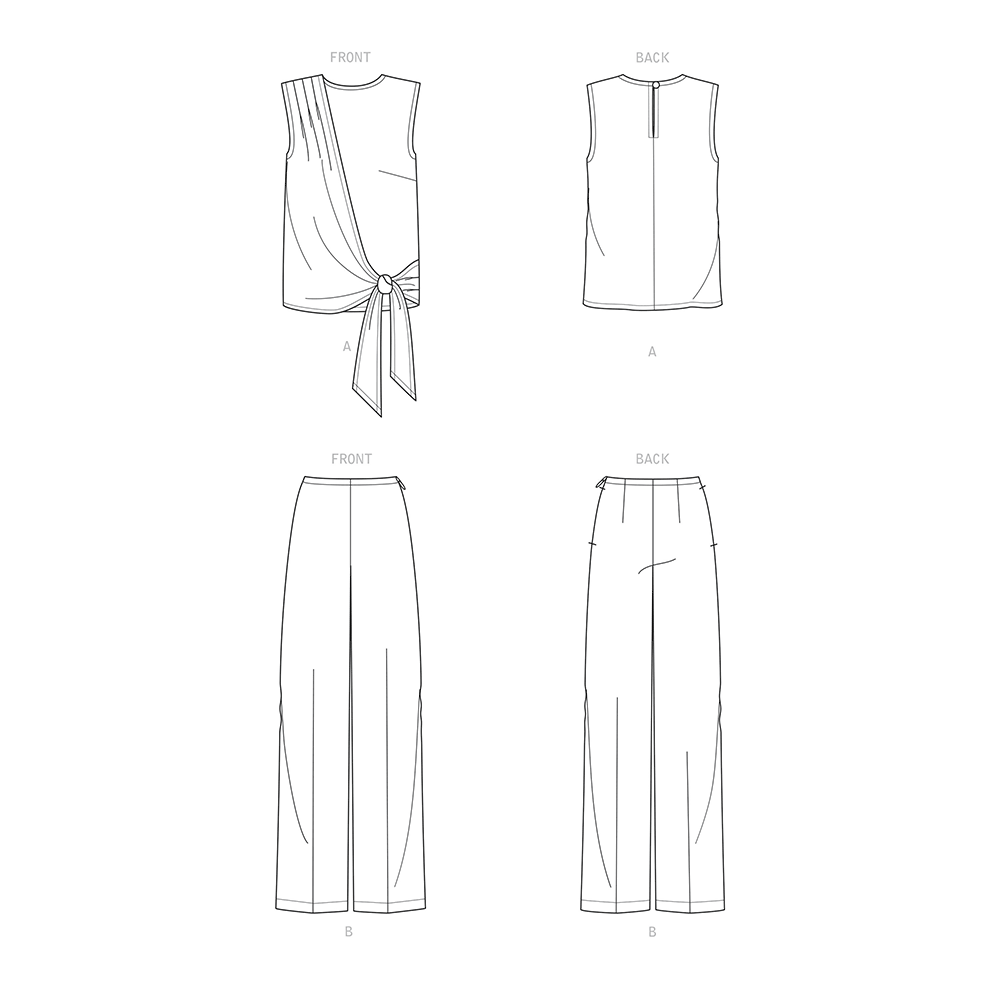 New Look N6662 sewing pattern envelope showing drape top and wide leg trousers designs