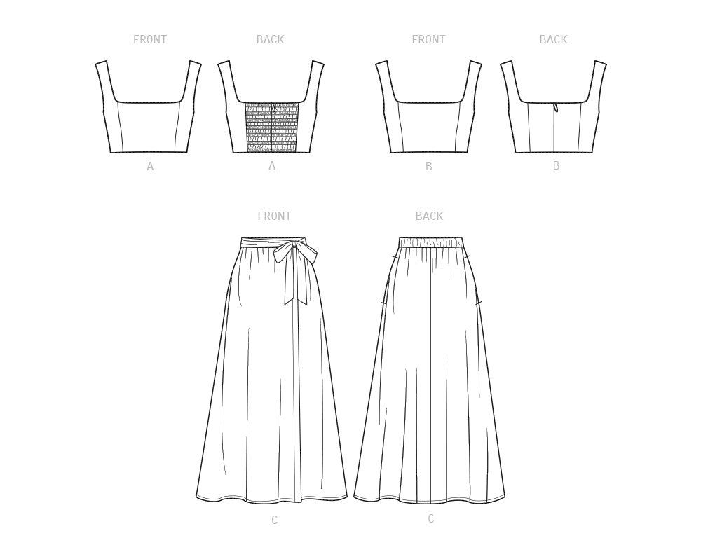 New Look N6722 sewing pattern envelope showing separates set