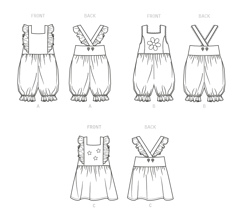 New Look N6738 sewing pattern envelope showing baby rompers
