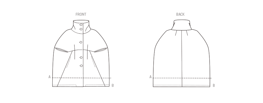 New Look sewing pattern N6768 envelope showing a semi-fitted unlined cape