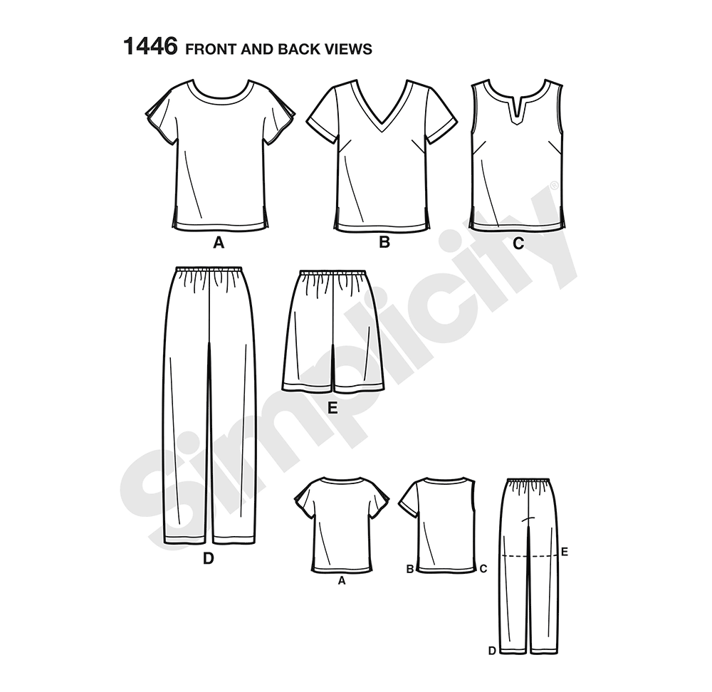 Simplicity 1446 pattern envelope showing plus size casual outfits