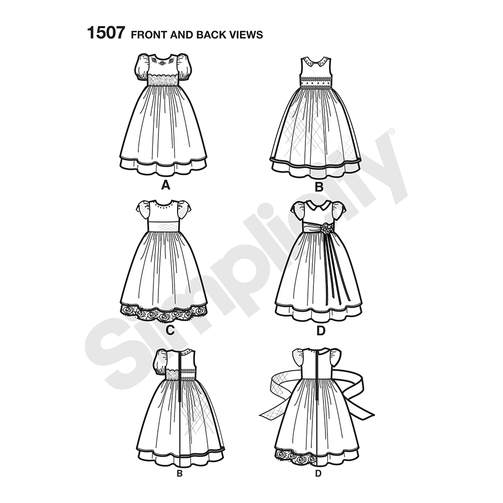 Simplicity 1507 pattern envelope showing toddler dresses