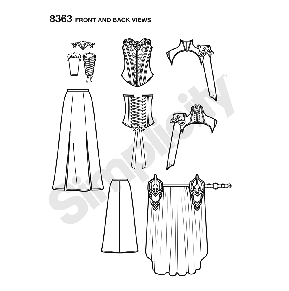 Simplicity S8363 sewing pattern envelope showing fantasy ranger costume