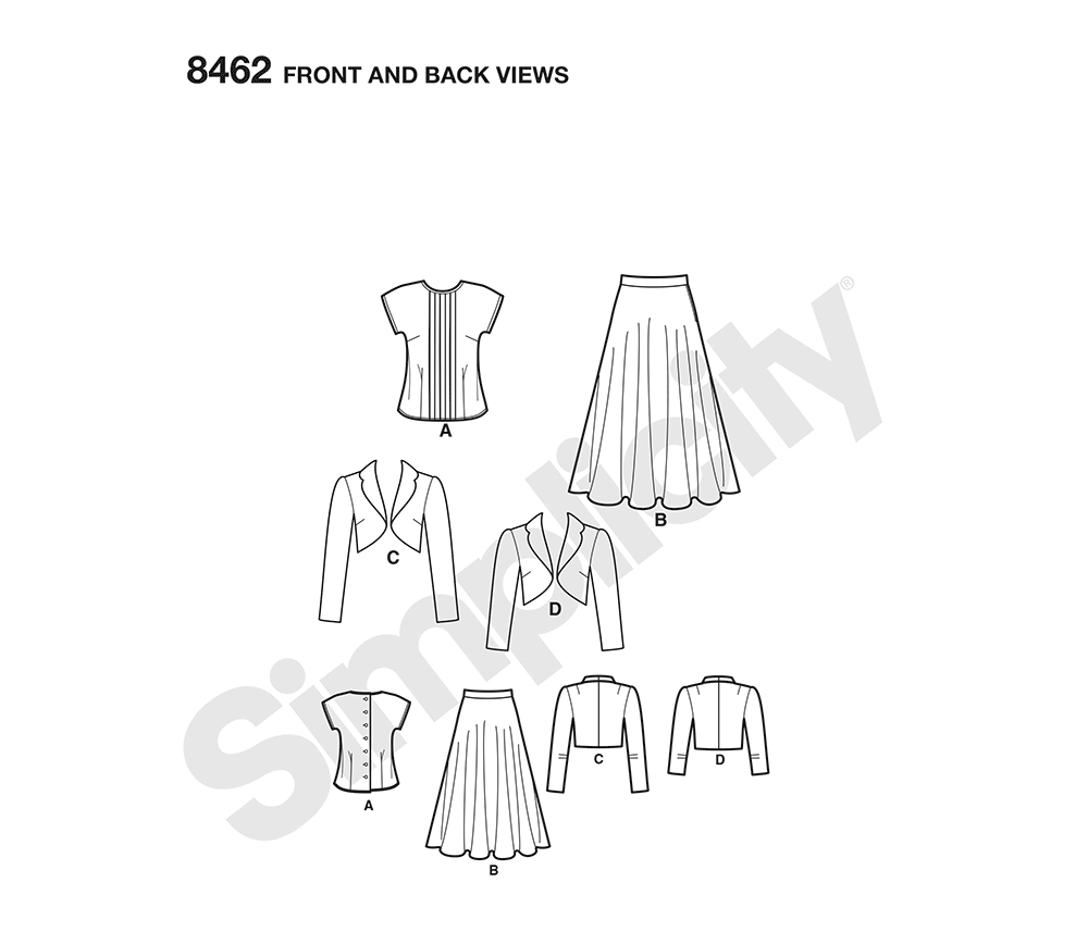 Simplicity S8462 sewing pattern envelope showing bolero jackets