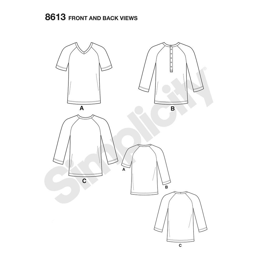 Simplicity sewing pattern S8613 envelope showing raglan knit top