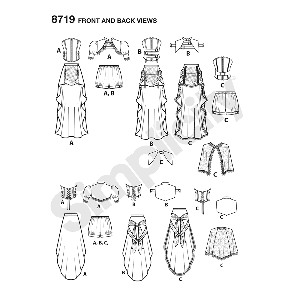 Simplicity S8719 sewing pattern envelope showing misses' costume