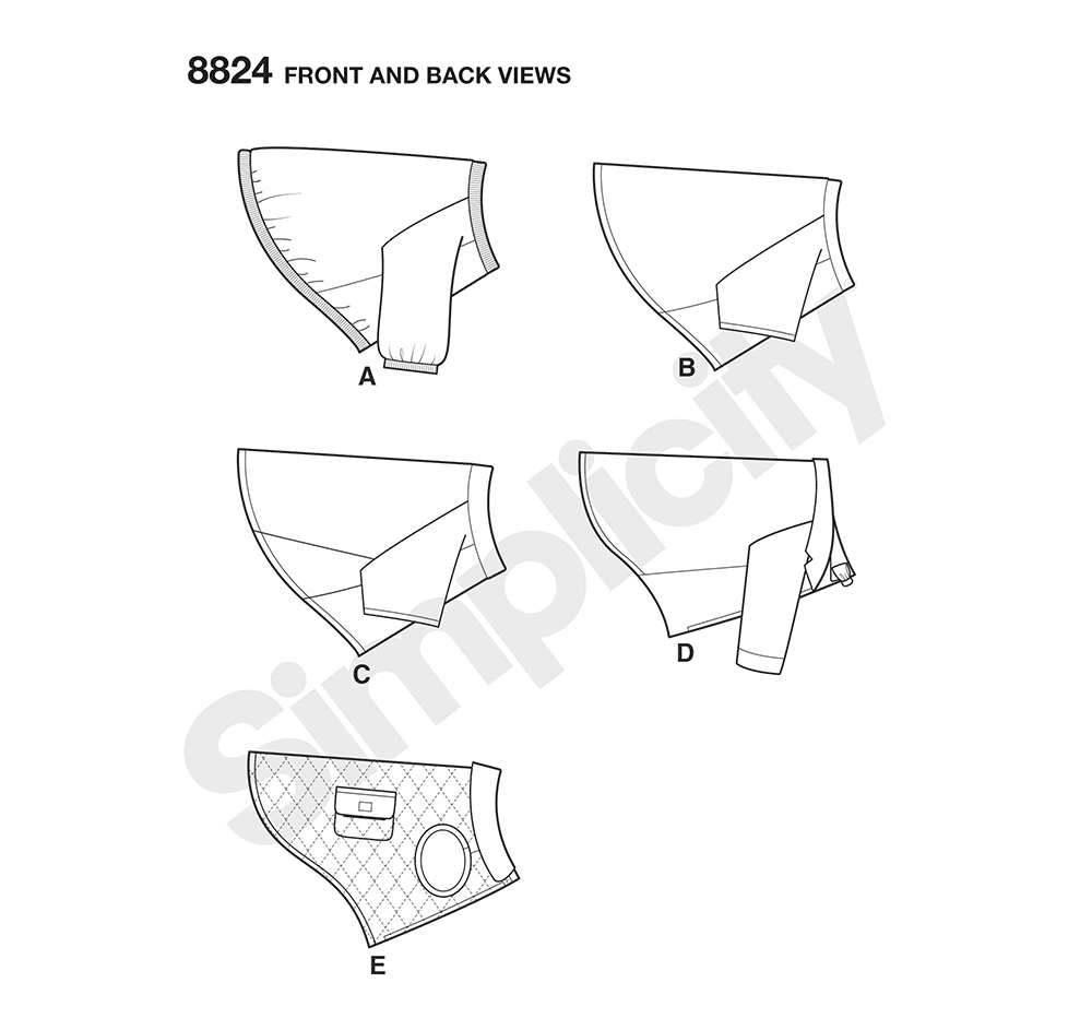 Simplicity S8824 sewing pattern envelope showing dog coats