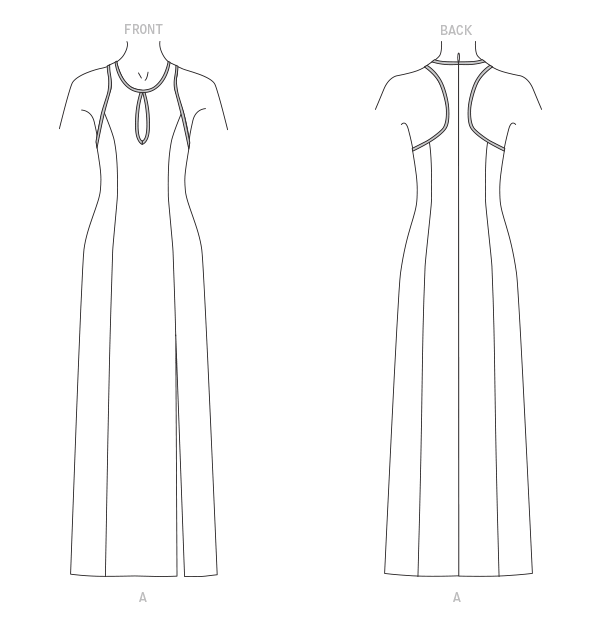 Vogue Patterns V1692 pattern envelope showing fully lined occasion dress, close-fitting through the bust
