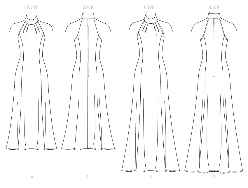 Vogue Patterns V1748 pattern envelope showing fully lined dress, close-fitting through the bust