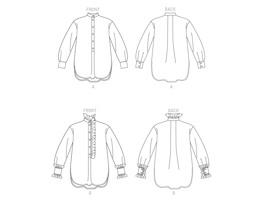 Vogue Patterns V1823 envelope showing a loose-fitting shirt, longer at the back