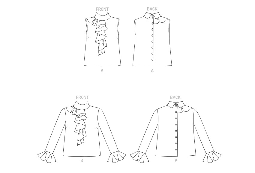 Vogue Patterns V1824 envelope showing a fitted top with bias ruffle detail