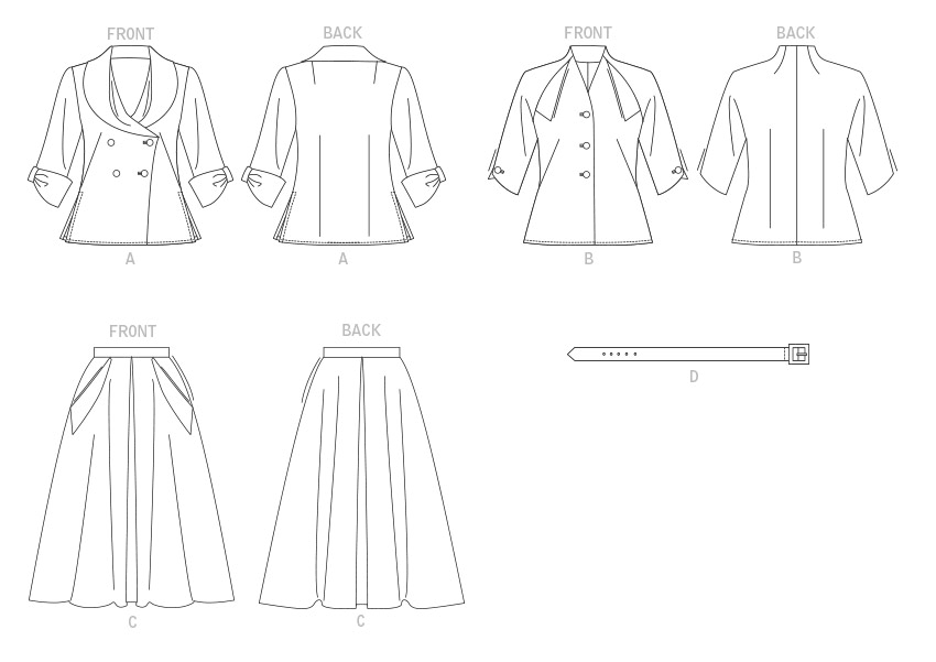 Vogue V1863 pattern envelope showing the vintage 1949 top and skirt designs