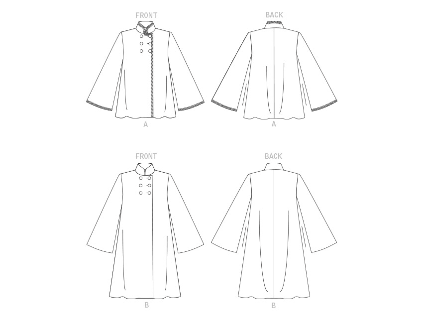 Vogue V1866 pattern envelope showing the double-breasted a-line coat designs