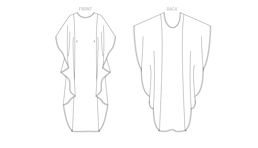 Vogue Patterns V1886 pattern envelope showing the evening length caftan designs