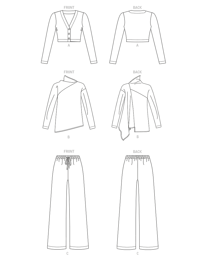Vogue Patterns V1914 envelope showing the slim fit v-neck cardigan designs