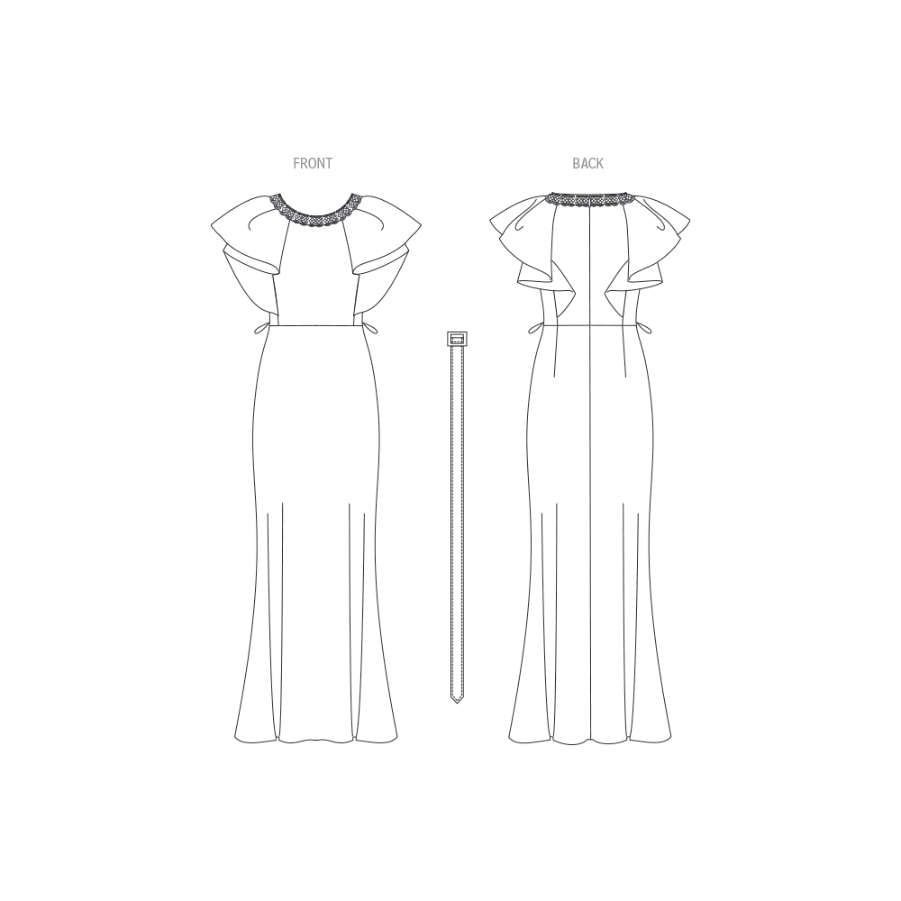 Vogue Patterns V1919 envelope showing the fitted lined dress designs